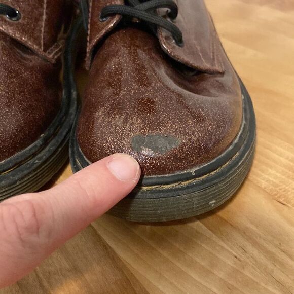 Dr. Martens Maroon Purple 1460 Glitter J Side Zip Combat Ankle Boots Size 3 - Picture 8 of 9